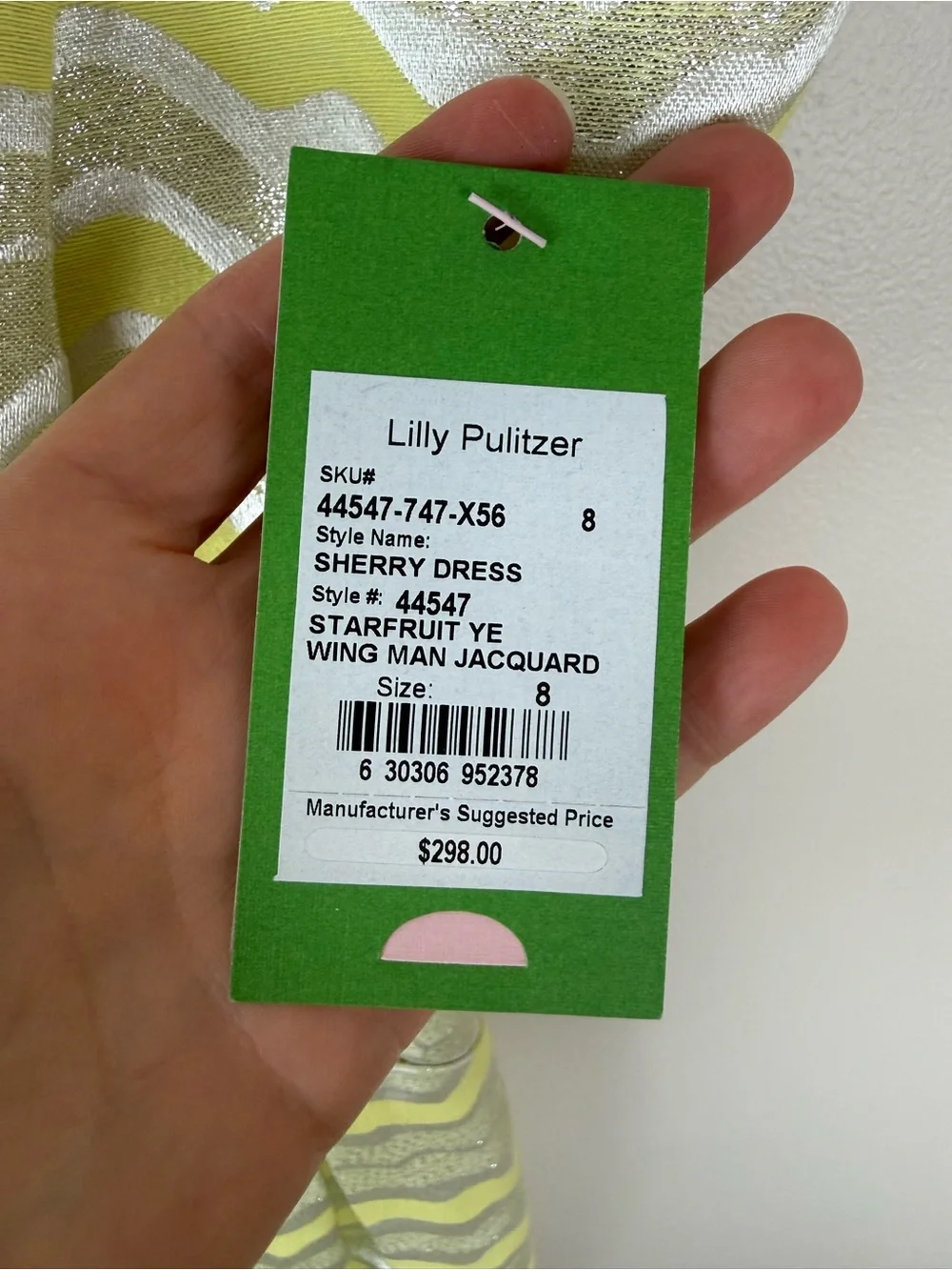 LILLY PULITZER Strapless Yellow and Silver Sherry Dress NWT - Picture 6 of 14